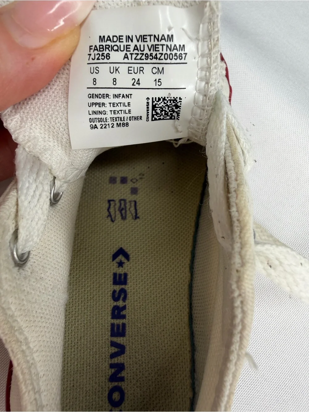 Converse Chuck Taylor All Star Toddler Sneakers - White W/ Red/Blue Stripe Size8